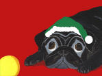 (HA29) - Holiday Black Pug Yellow Ball