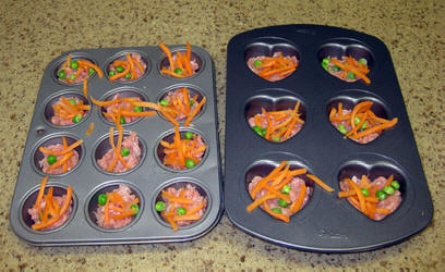 Sprinke with peas and carrots.