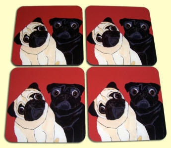 Coaster Set - Pug Design A25