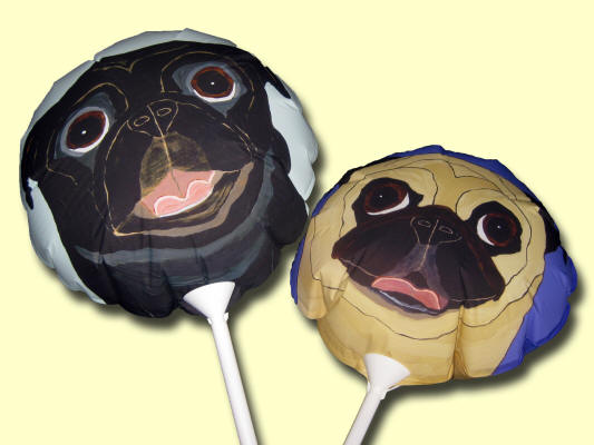 Balloons shown inflated - Pug Designs A70 &  A64 