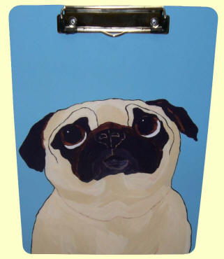 Front of Clipboard - Pug Design A60
