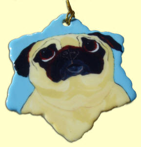 Porcelain Snowflake Ornament - Pug Design A60