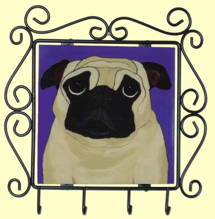 Key or Leash Holder - Pug Design A49