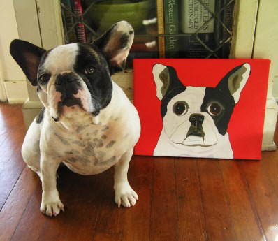 Betty loves her Pied French Bulldog canvas (11 x 14)