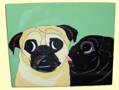 8 x 10 - No Frame Art - Easel attached - Pug Design - A69