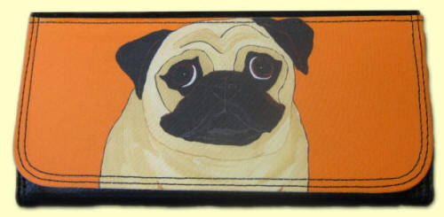 Large wallet ~ 3.5" x 7.25" ~ Pug Design A47