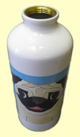 Top View - Water Bottle ~ Pug Design A28