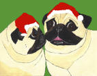 (HA19g) - 2 Holiday Fawn Pugs