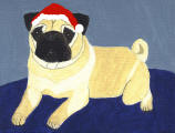 (HA7) - Holiday Fawn Pug on Bed